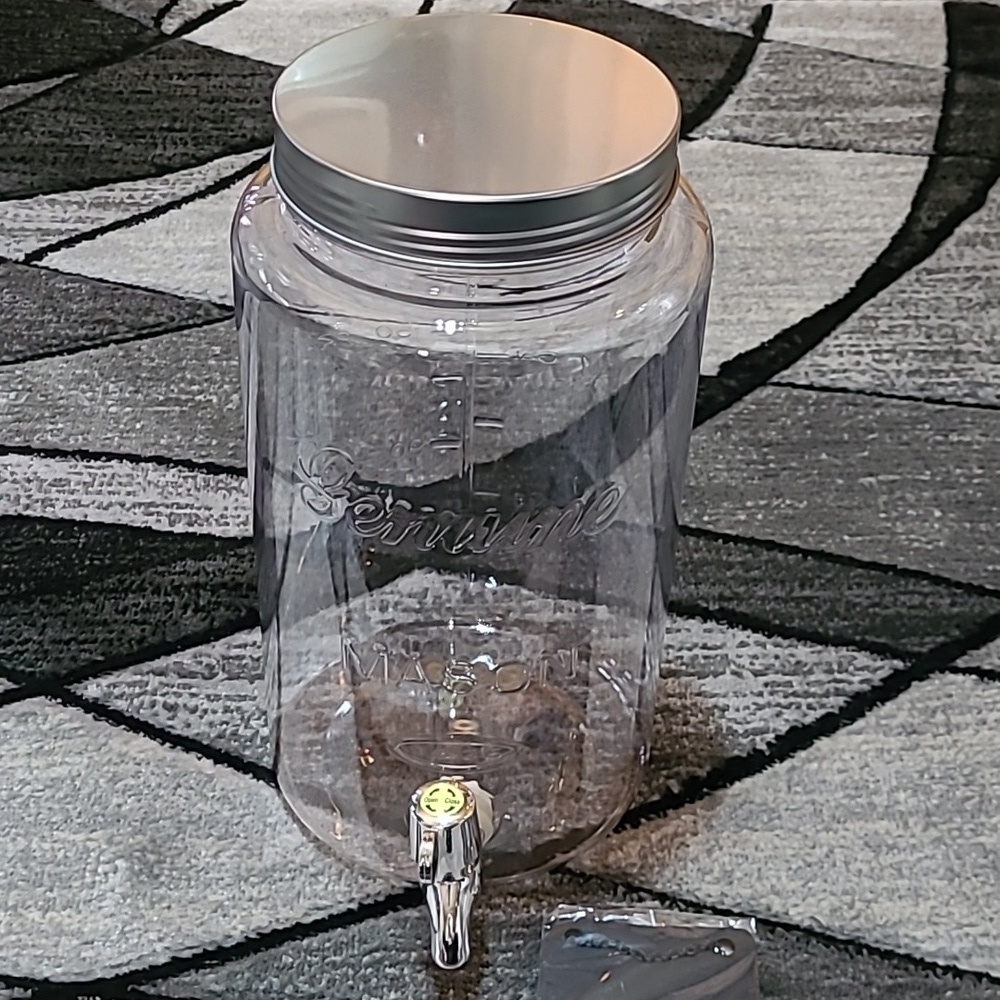 GENUINE MASON JAR 1.5 GALLON CLEAR PLASTIC HANGING CHALKBOARD BEVERAGES …